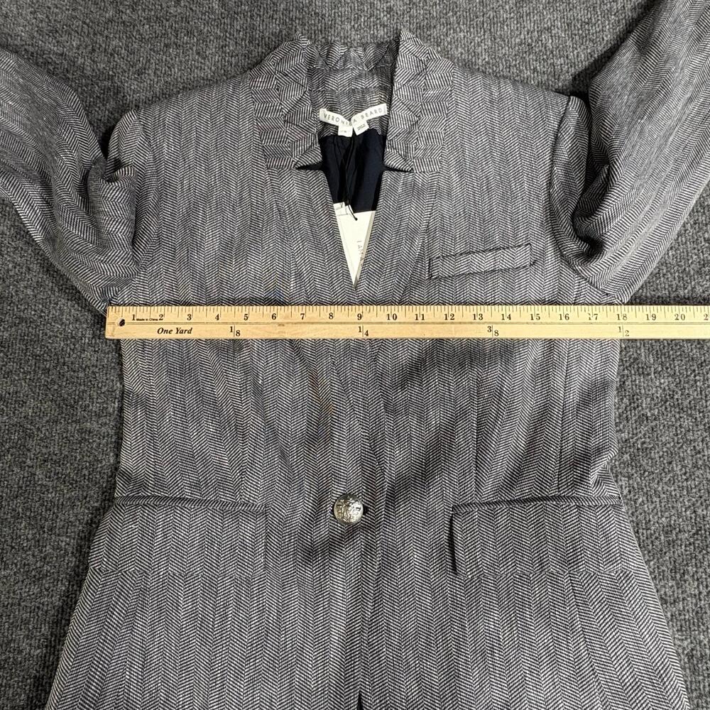 Veronica Beard Blazer Womens 8 Blue Farley Dickey Jacket Herringbone Linen - Picture 13 of 16